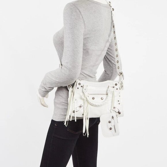 Balenciaga White Leather Neo Cagole XS Crossbody Bag - Picture 2 of 12